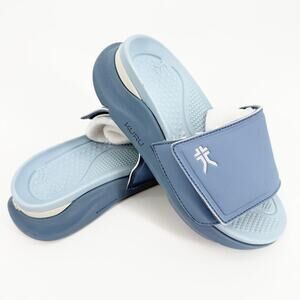 KURU Moment Recovery Slides Women 6 Blue Fog NIB Plantar Fasciitis Arch Support